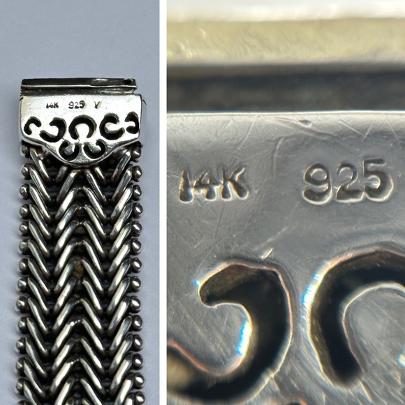 925/14K yellow gold diamond designer woven chain bracket💎✨ - Picture 14 of 17